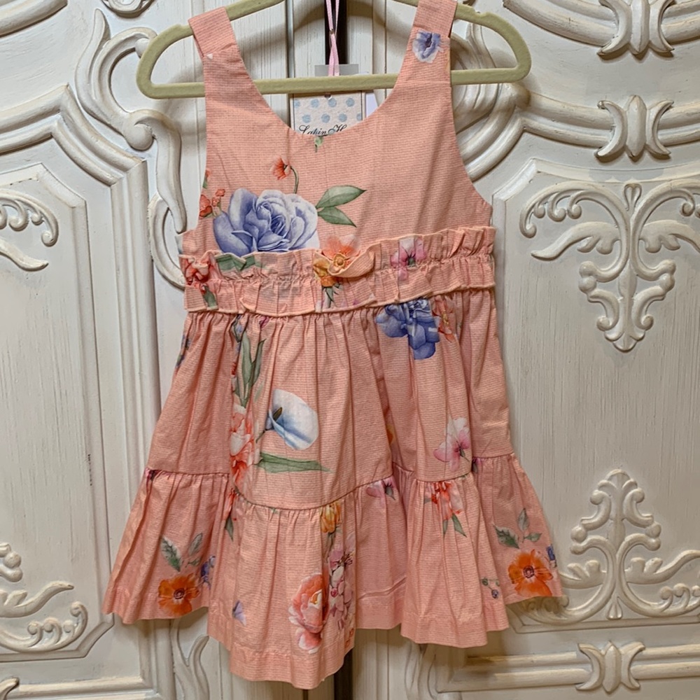 Lapin house peach floral dress size 2